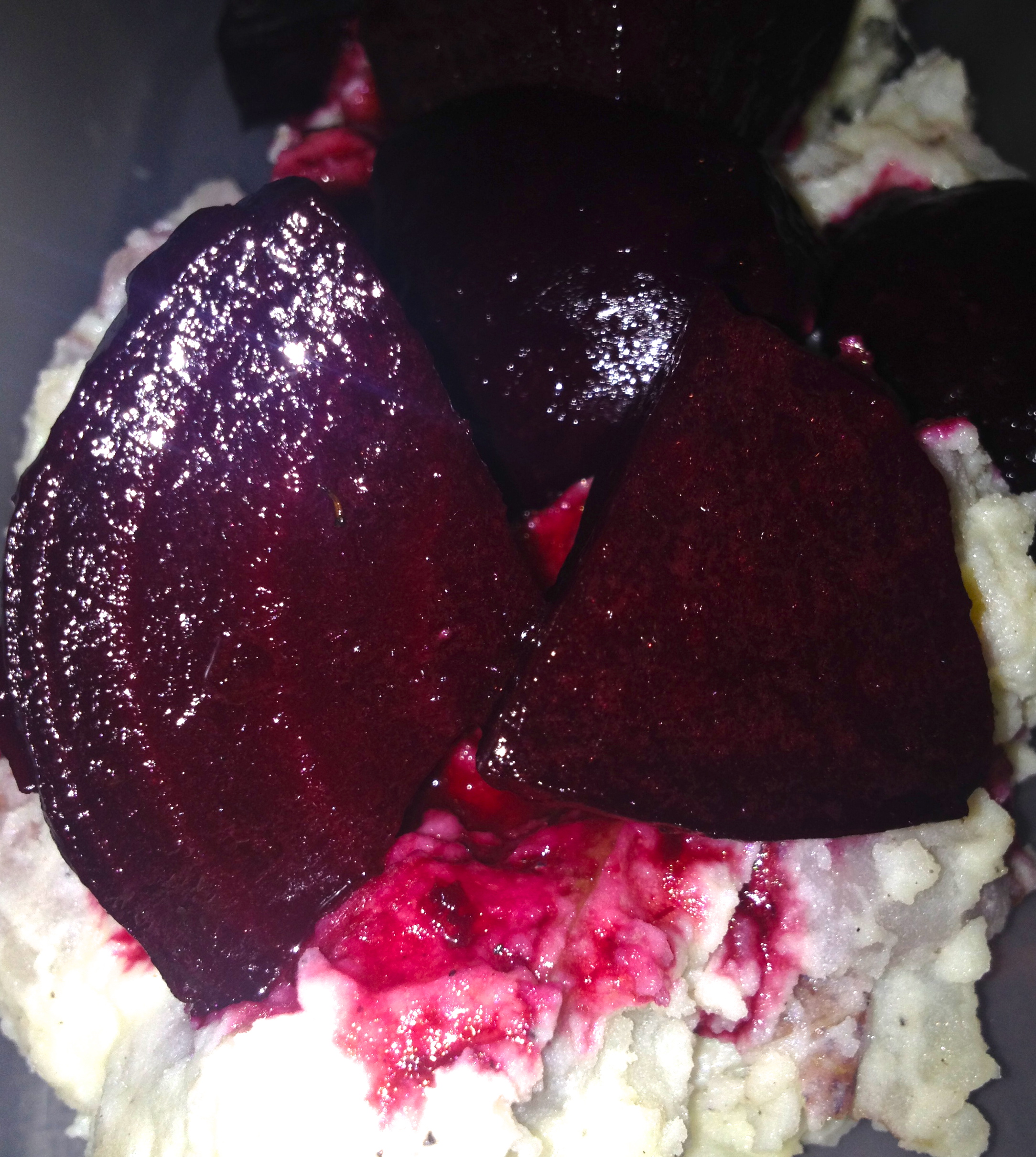 Balsamic Roasted Beetroot over Garlic Mashed Potatoes