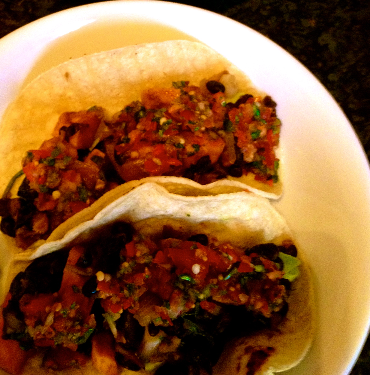 Sweet Potato & Black Bean Tacos with fresh Pico de Gallo