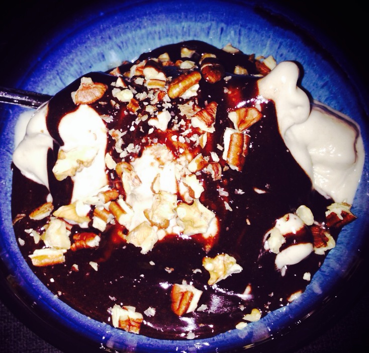 Vegan ice cream sundae